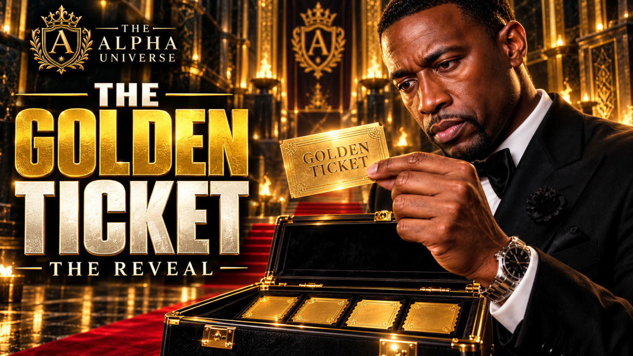 Gregory F. Hobson holding a Golden Ticket above an open briefcase. The Golden Ticket — The Reveal.